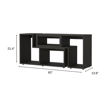 63" Black Open Shelving TV Stand