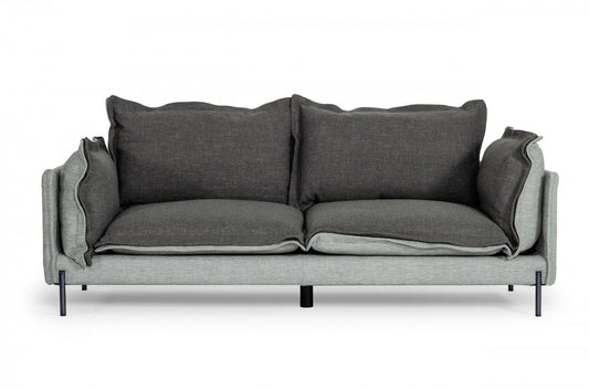 87" Dark Gray Polyester Blend Sofa With Silver Legs