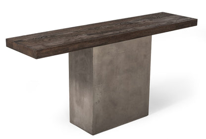 63" Brown and Gray Solid Wood Pedestal Console Table