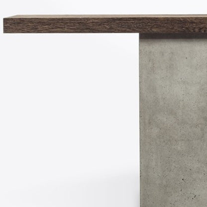 63" Brown and Gray Solid Wood Pedestal Console Table