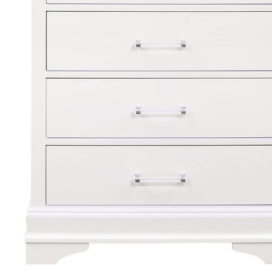 Commode à cinq tiroirs en bois massif blanc de 16 po avec éclairage LED