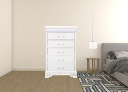 Commode à cinq tiroirs en bois massif blanc de 16 po avec éclairage LED