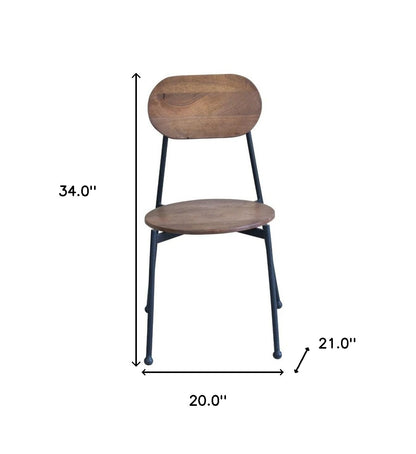 Ensemble de deux chaises de salle à manger à dossier King Louis en métal et bois marron et noir