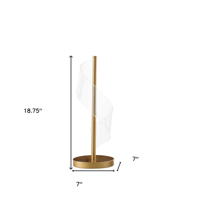 19" Gold Modern Swirl Metal and  Acrylic LED Table Lamp