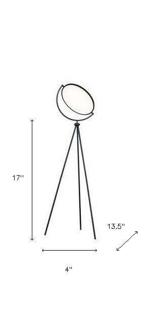 60" Black LED Tripod Floor Lamp With Black Metal Novelty Shade