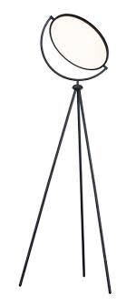 60" Black LED Tripod Floor Lamp With Black Metal Novelty Shade