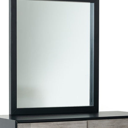 Miroir de commode rectangulaire en placage de frêne noir de 40 po avec cadre en bois d'ingénierie