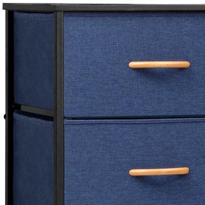 Commode à cinq tiroirs en acier et tissu bleu et noir de 18 po