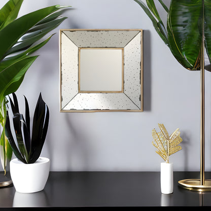 Miroir d'appoint carré de 12 po à cadre en verre de style vintage fixé au mur