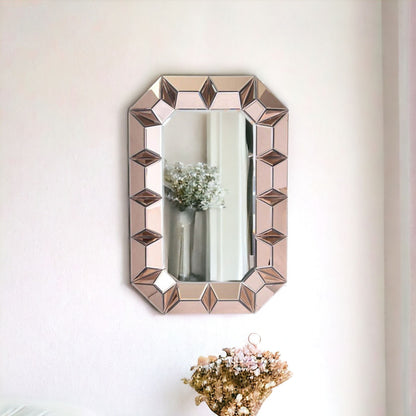 35" Rose Gold Glass Framed Accent Mirror