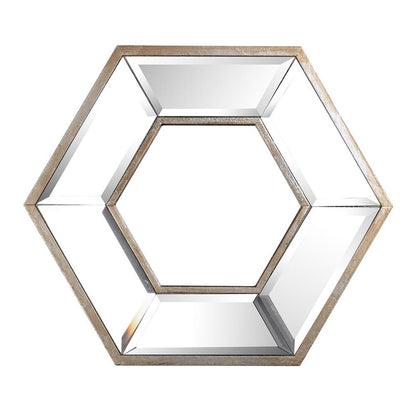 Miroir d'appoint mural hexagonal argenté de 12 po