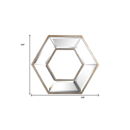 Miroir d'appoint mural hexagonal argenté de 12 po