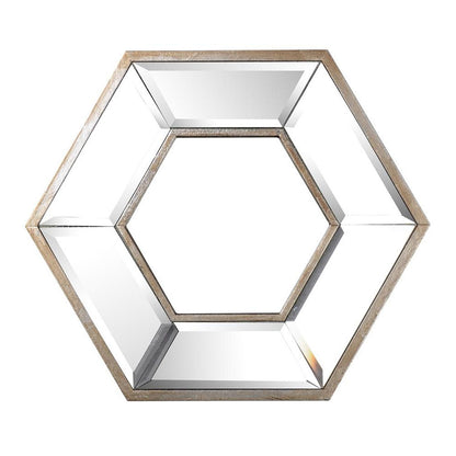 Miroir d'appoint mural hexagonal argenté de 12 po