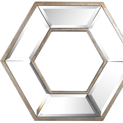 Miroir d'appoint mural hexagonal argenté de 12 po