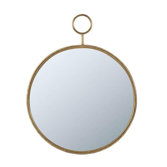 28" Gold Round Iron Framed Accent Mirror