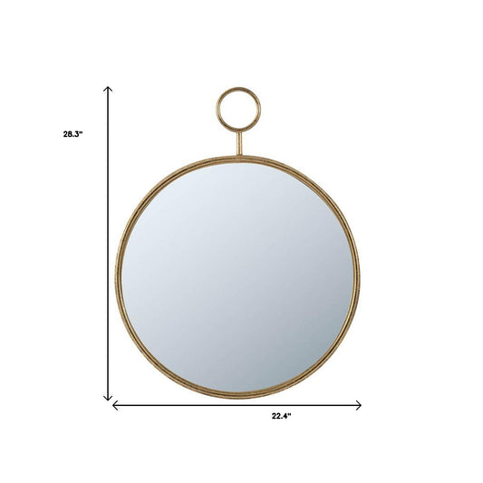 28" Gold Round Iron Framed Accent Mirror