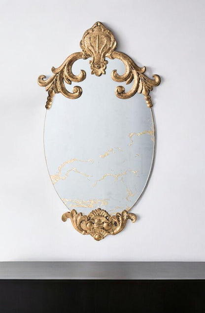 26" Gold Crowned Top Resin Framed Accent Mirror