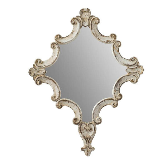 30" White Diamond Solid Wood Framed Accent Mirror