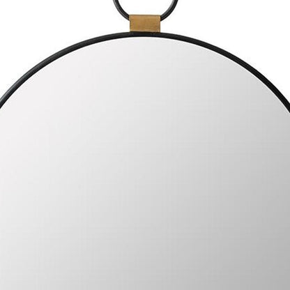 23" Black Round Metal Framed Accent Mirror