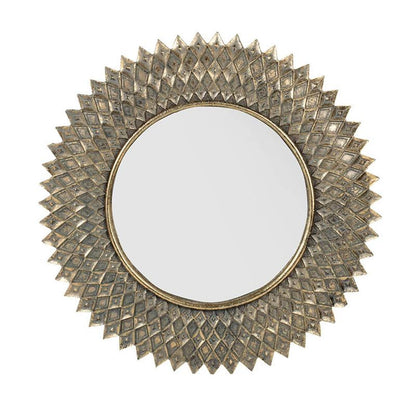 Miroir décoratif encadré en résine Sunburst doré vieilli de 13 po