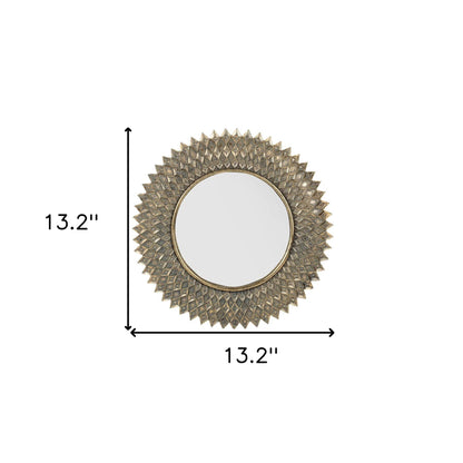 Miroir décoratif encadré en résine Sunburst doré vieilli de 13 po