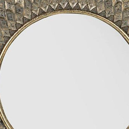 Miroir décoratif encadré en résine Sunburst doré vieilli de 13 po