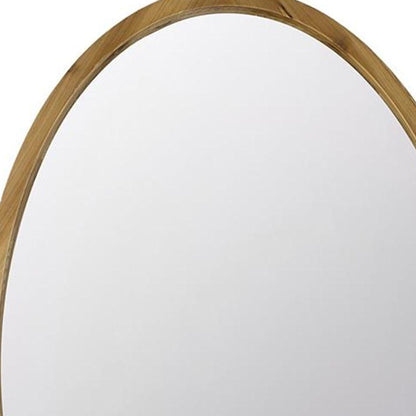 35" Brown Oval Solid Wood Framed Accent Mirror