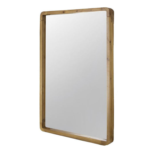 Miroir d'appoint encadré en bois massif brun de 35 po