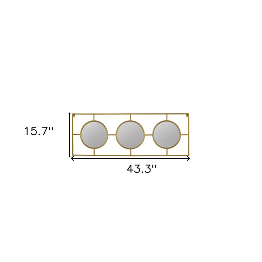 Miroir décoratif avec cadre en fer doré de 16 po