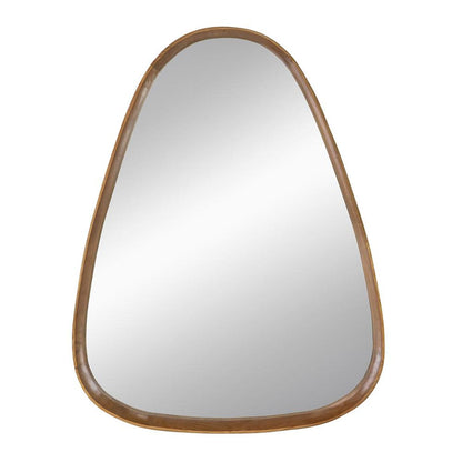 Miroir d'appoint abstrait encadré en bois brun de 37 po