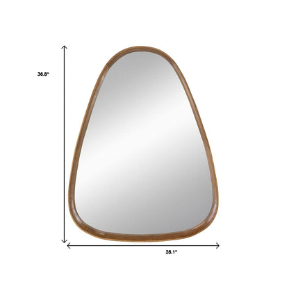 Miroir d'appoint abstrait encadré en bois brun de 37 po