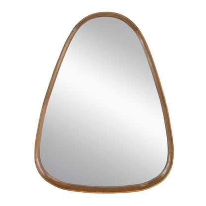 Miroir d'appoint abstrait encadré en bois brun de 37 po