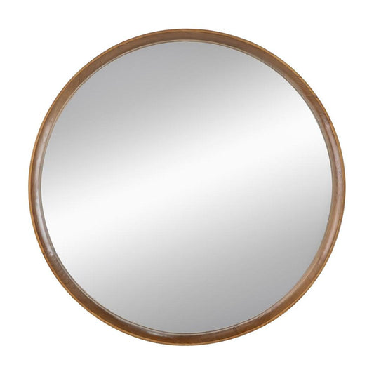 Miroir d'appoint rond encadré marron de 32 po