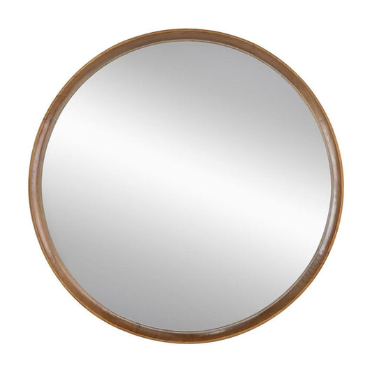 Miroir d'appoint rond encadré marron de 32 po