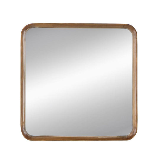 Miroir d'appoint carré encadré en bois brun de 32 po