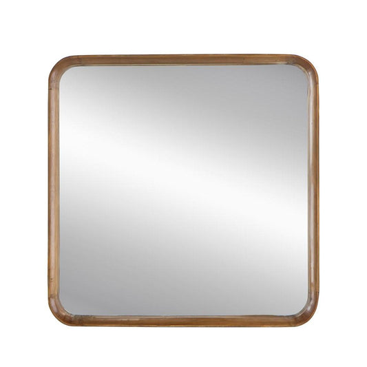 Miroir d'appoint carré encadré en bois brun de 32 po