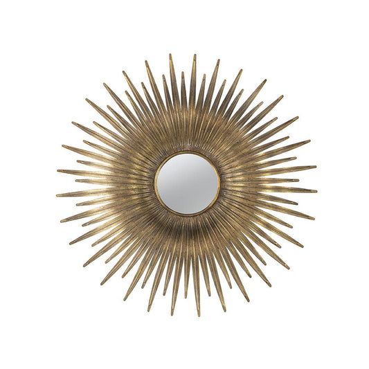 Miroir décoratif encadré en fer doré Sunburst de 28 po