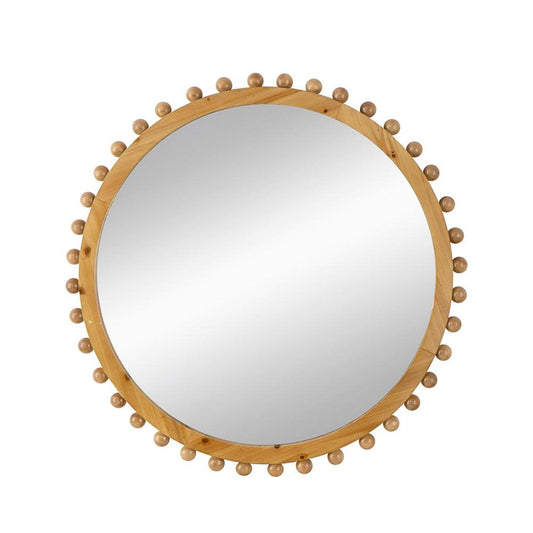 Miroir d'appoint rond marron de 34 po