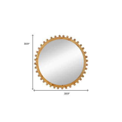 34" Brown Round Accent Mirror