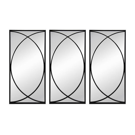 Ensemble de trois miroirs décoratifs avec cadre en fer noir