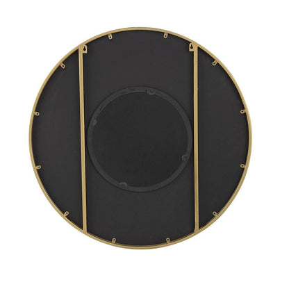 Miroir d'appoint rond noir et doré de 32 po avec cadre en bois et métal