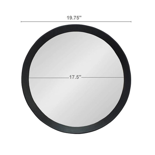 Miroir d'appoint rond noir avec cadre en bois de 20 po