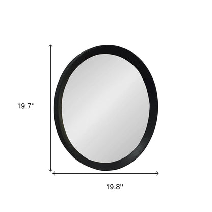 20" Black Round Wood Framed Accent Mirror