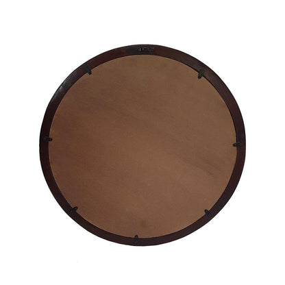 Miroir d'appoint rond encadré en bois brun foncé de 20 po