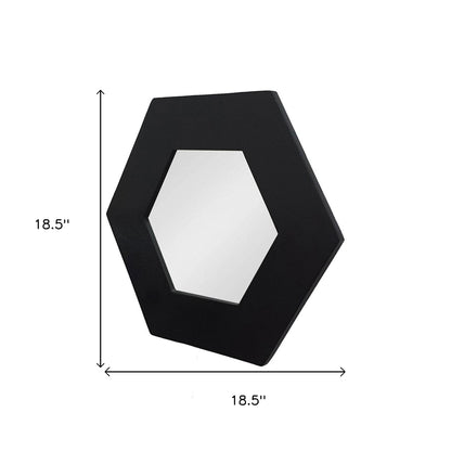 Miroir d'appoint hexagonal noir avec cadre en bois de 19 po