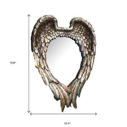 Miroir décoratif encadré en résine en forme de cœur doré vieilli de 16 po