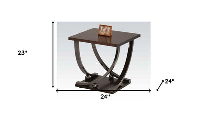 Table d'appoint noire et brune de 23 po