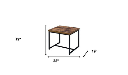 Table d'appoint en bois et métal manufacturé en chêne noir et brun de 19 po