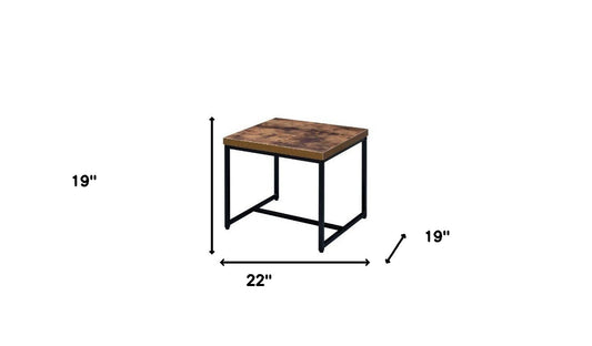 Table d'appoint en bois et métal manufacturé en chêne noir et brun de 19 po