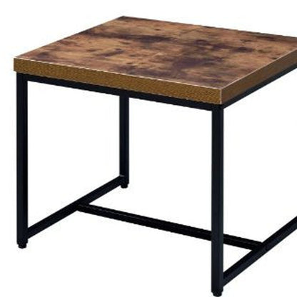 Table d'appoint en bois et métal manufacturé en chêne noir et brun de 19 po